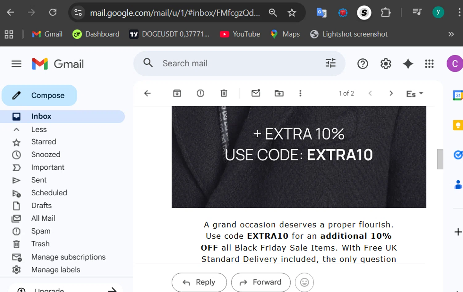 Thomas Pink promo code screenshot showing code EXTRA10 applied at Thomas Pink checkout page. Uploaded by SimplyCodes community member 502312 on Nov 28, 2025