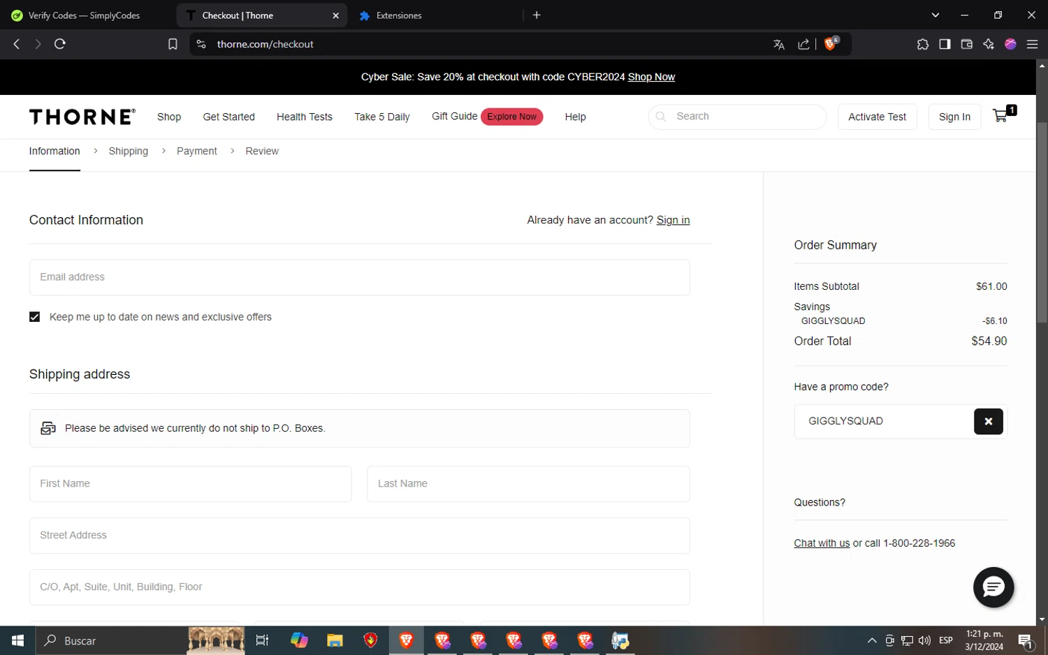 Thorne Promo Codes - 10% Off | December 2024