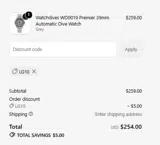 Thorn Watch Official Store coupon verification screenshot