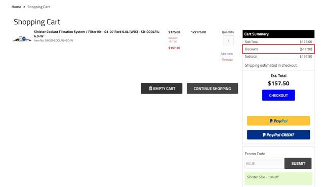 Thoroughbred Diesel checkout page showing Thoroughbred Diesel promo code box | Screenshot taken by SimplyCodes community member on May 18, 2020