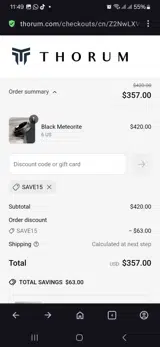 Save15 coupon verification screenshot