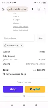 50%DISCOUNT coupon verification screenshot
