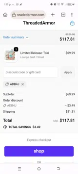 ADB4J coupon verification screenshot