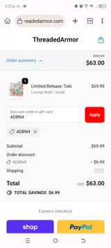 ADBN4 coupon verification screenshot