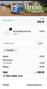 NEWCODE coupon verification screenshot