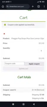 save15 coupon verification screenshot