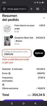 10BEGIN coupon verification screenshot