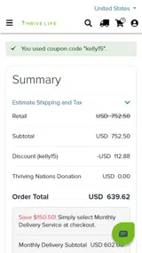 kelly15 coupon verification screenshot