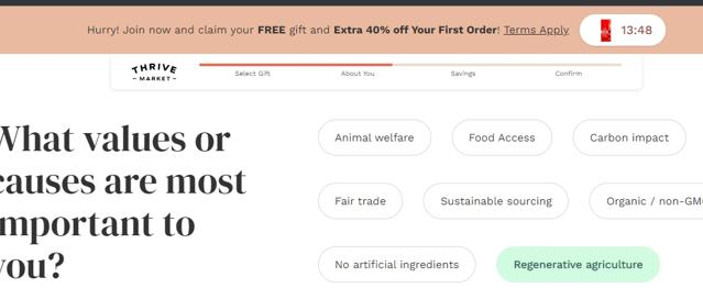 Thrive Market checkout page showing Thrive Market promo code box | Screenshot taken by SimplyCodes community member on Aug 1, 2022