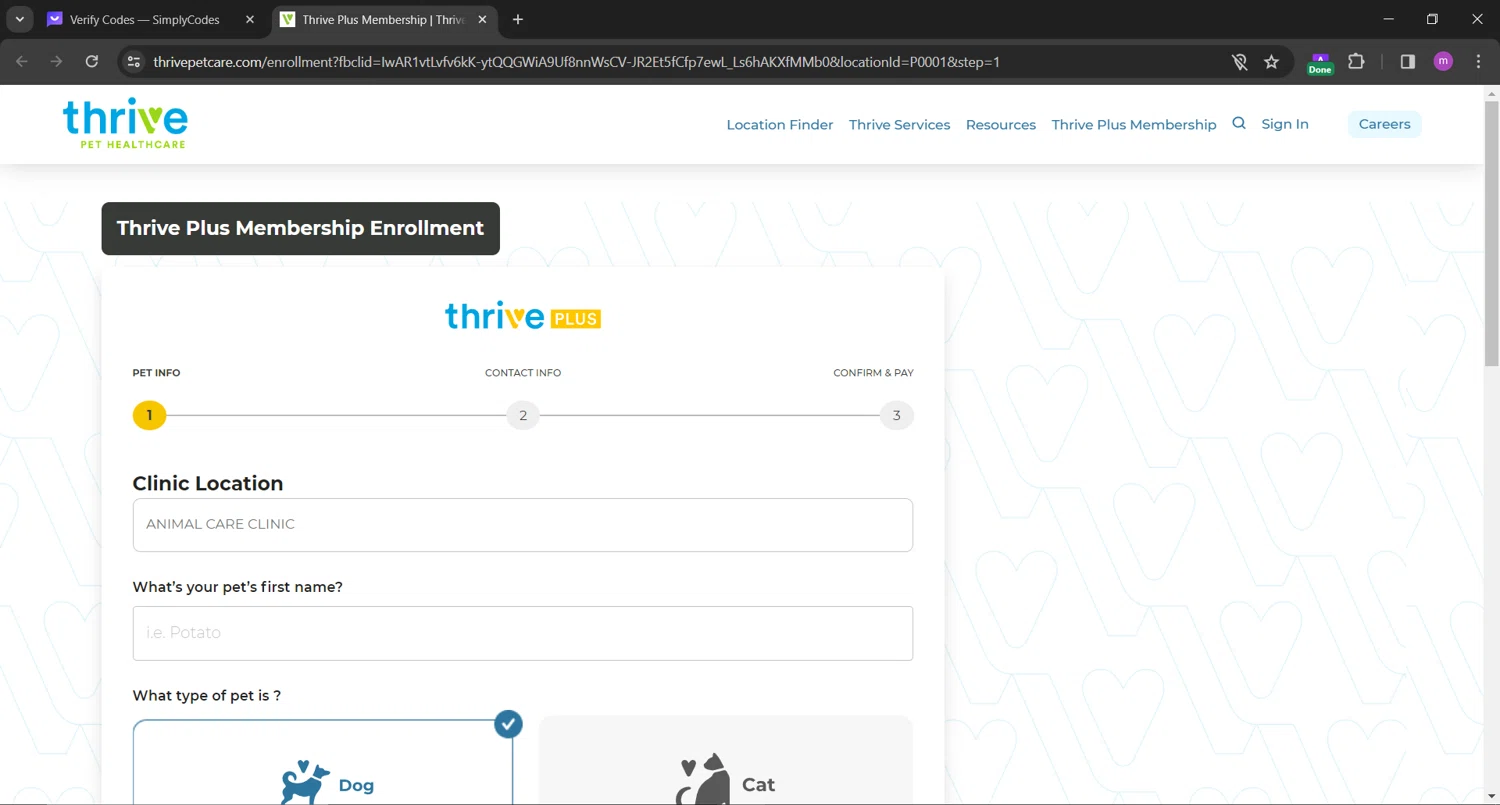 Thrive Pet Healthcare checkout page showing Thrive Pet Healthcare coupon code box | Screenshot taken by SimplyCodes community member on Dec 12, 2023