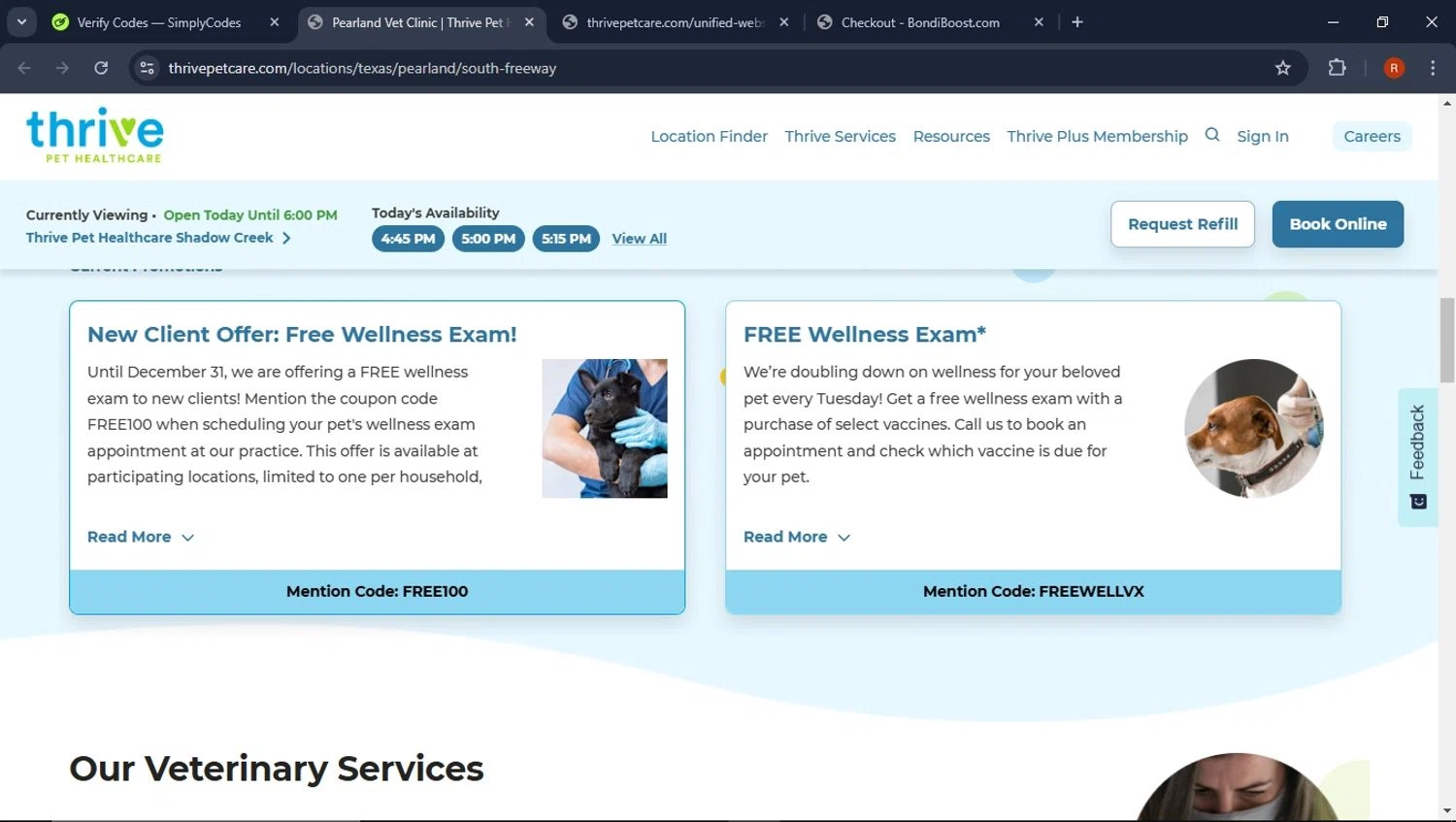 Thrive Pet Healthcare checkout page showing Thrive Pet Healthcare coupon code box | Screenshot taken by SimplyCodes community member on Nov 27, 2024