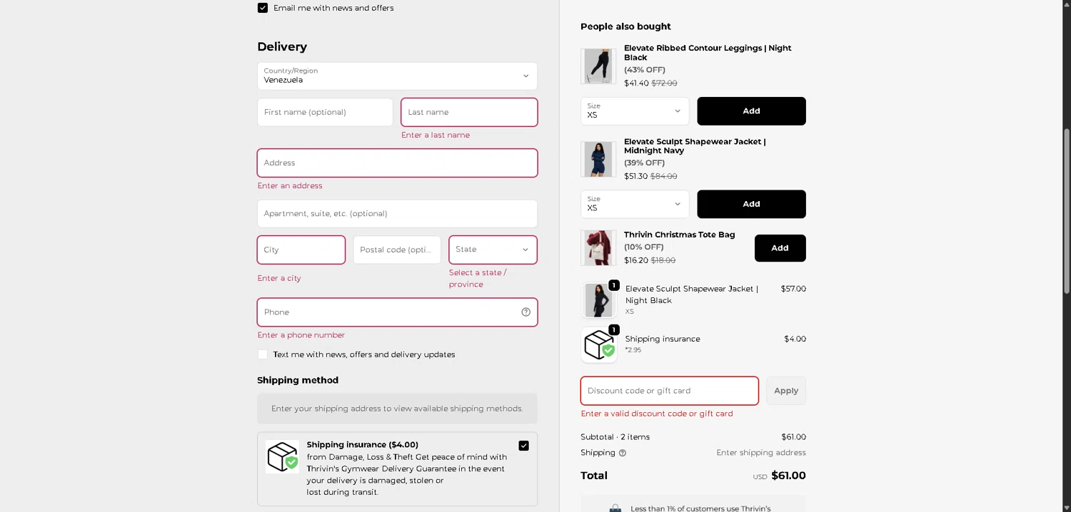 Thrivin promo code screenshot showing code Ashlen15 applied at Thrivin checkout page. Uploaded by SimplyCodes community member ValueWarden2887 on Dec 8, 2025