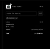WELCOME1 coupon verification screenshot