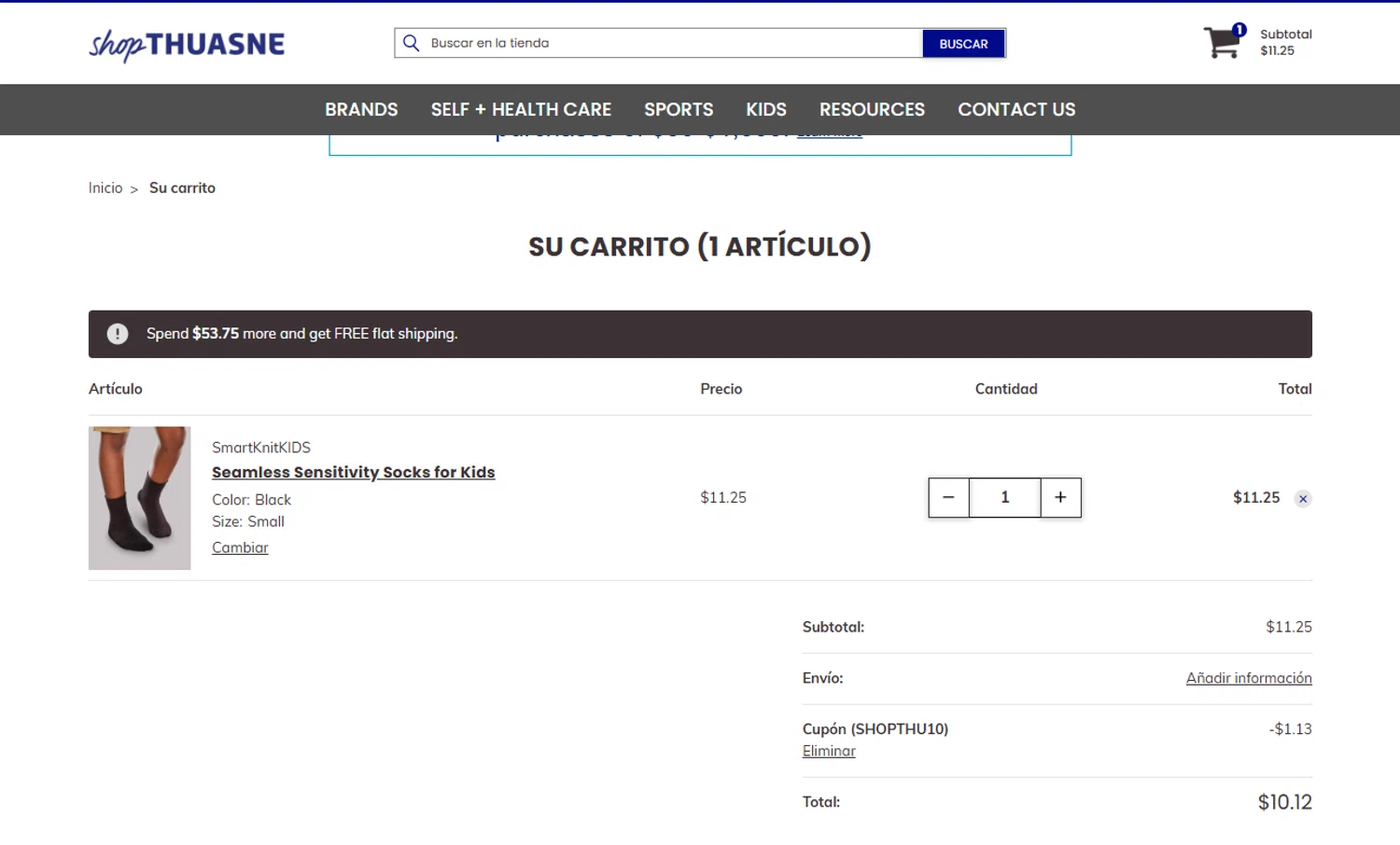 Thuasne promo code screenshot showing code SHOPTHU10 applied at Thuasne checkout page. Uploaded by SimplyCodes community member perrasimplera on Oct 20, 2025