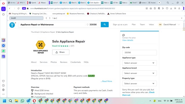 Thumbtack checkout page showing Thumbtack coupon code box | Screenshot taken by SimplyCodes community member on Aug 2, 2025