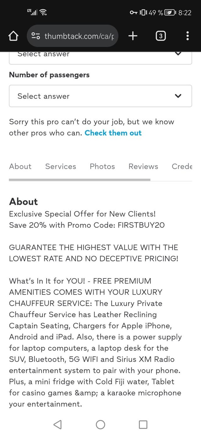 Thumbtack checkout page showing Thumbtack coupon code box | Screenshot taken by SimplyCodes community member on Aug 21, 2025