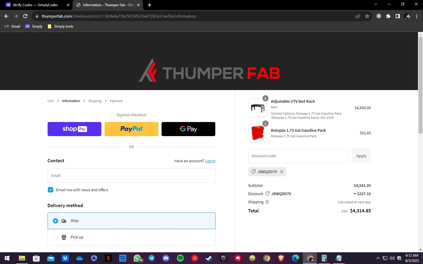 how to use Thumper Fab coupons