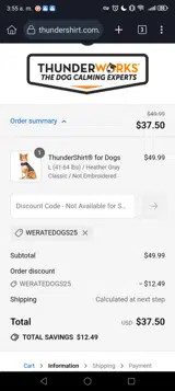 WERATEDOGS25 coupon verification screenshot