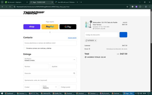 THURSO SURF checkout page showing THURSO SURF promo code box | Screenshot taken by SimplyCodes community member on Aug 30, 2025