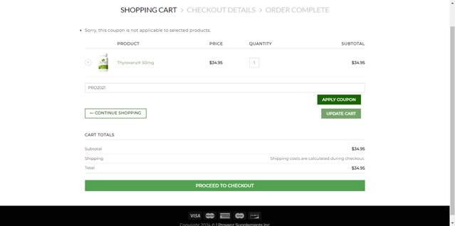 Thyrovanz checkout page showing Thyrovanz coupon code box | Screenshot taken by SimplyCodes community member on Nov 13, 2024