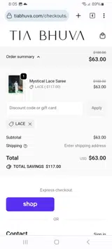 LACE coupon verification screenshot