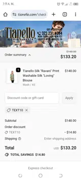 Text10 coupon verification screenshot