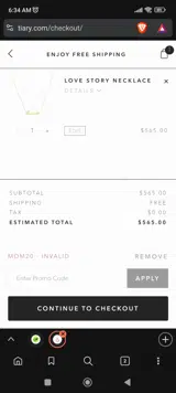 mom20 coupon verification screenshot