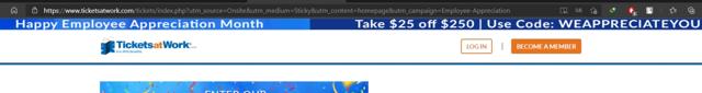 Tickets at Work checkout page showing Tickets at Work promo code box | Screenshot taken by SimplyCodes community member on Mar 21, 2021