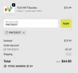 PINTEREST coupon verification screenshot