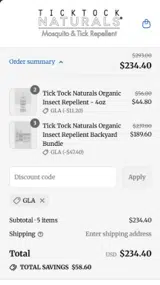 Tick Tock Naturals coupon verification screenshot