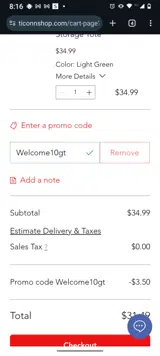 Welcome10gt coupon verification screenshot
