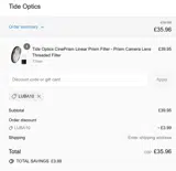 LUBA10 coupon verification screenshot
