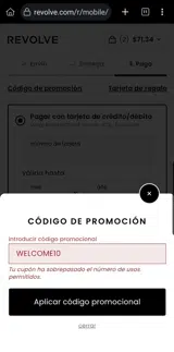 WELCOME10 coupon verification screenshot