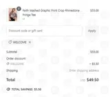WELCOME coupon verification screenshot