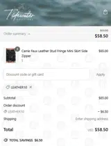 Leather10 coupon verification screenshot