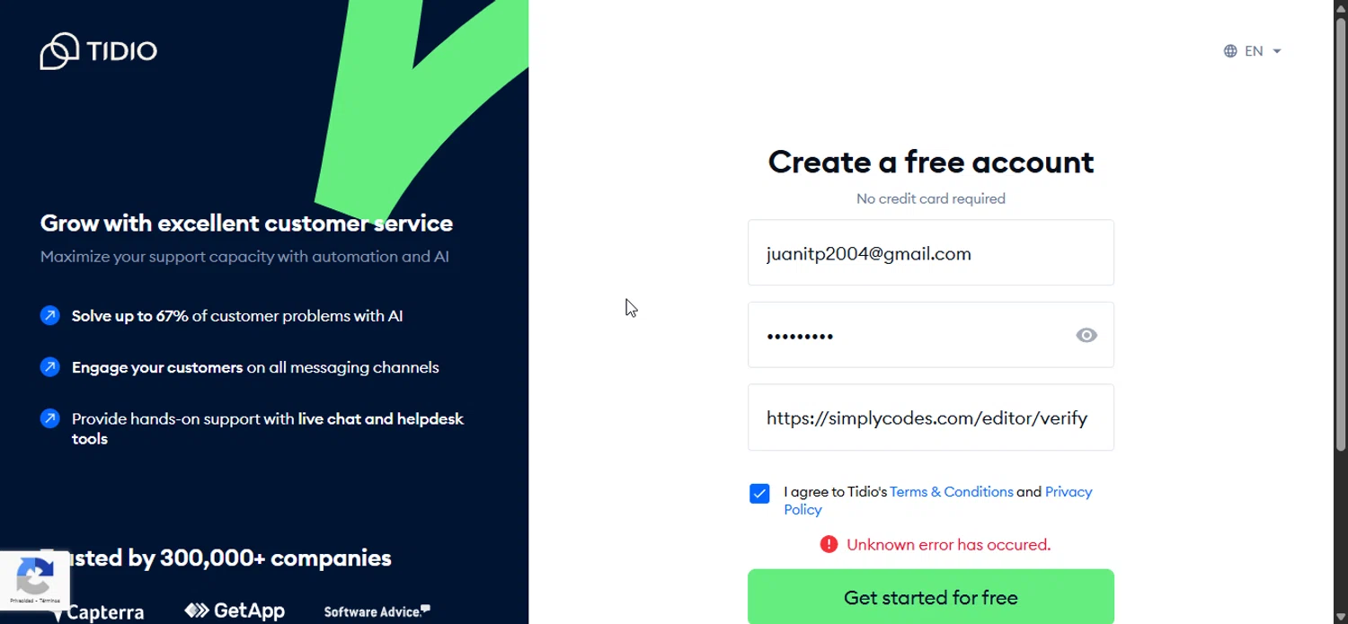 Tidio discount code screenshot showing code austin20 applied at Tidio checkout page. Uploaded by SimplyCodes community member Bendito on Oct 10, 2025