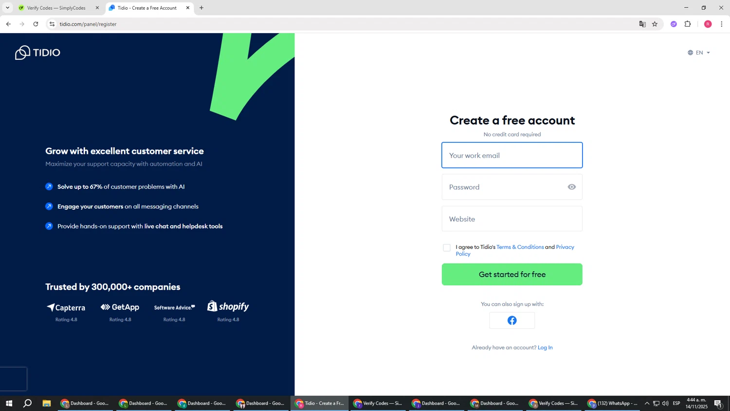 Tidio discount code screenshot showing code flashsale50 applied at Tidio checkout page. Uploaded by SimplyCodes community member TTTT55 on Nov 14, 2025