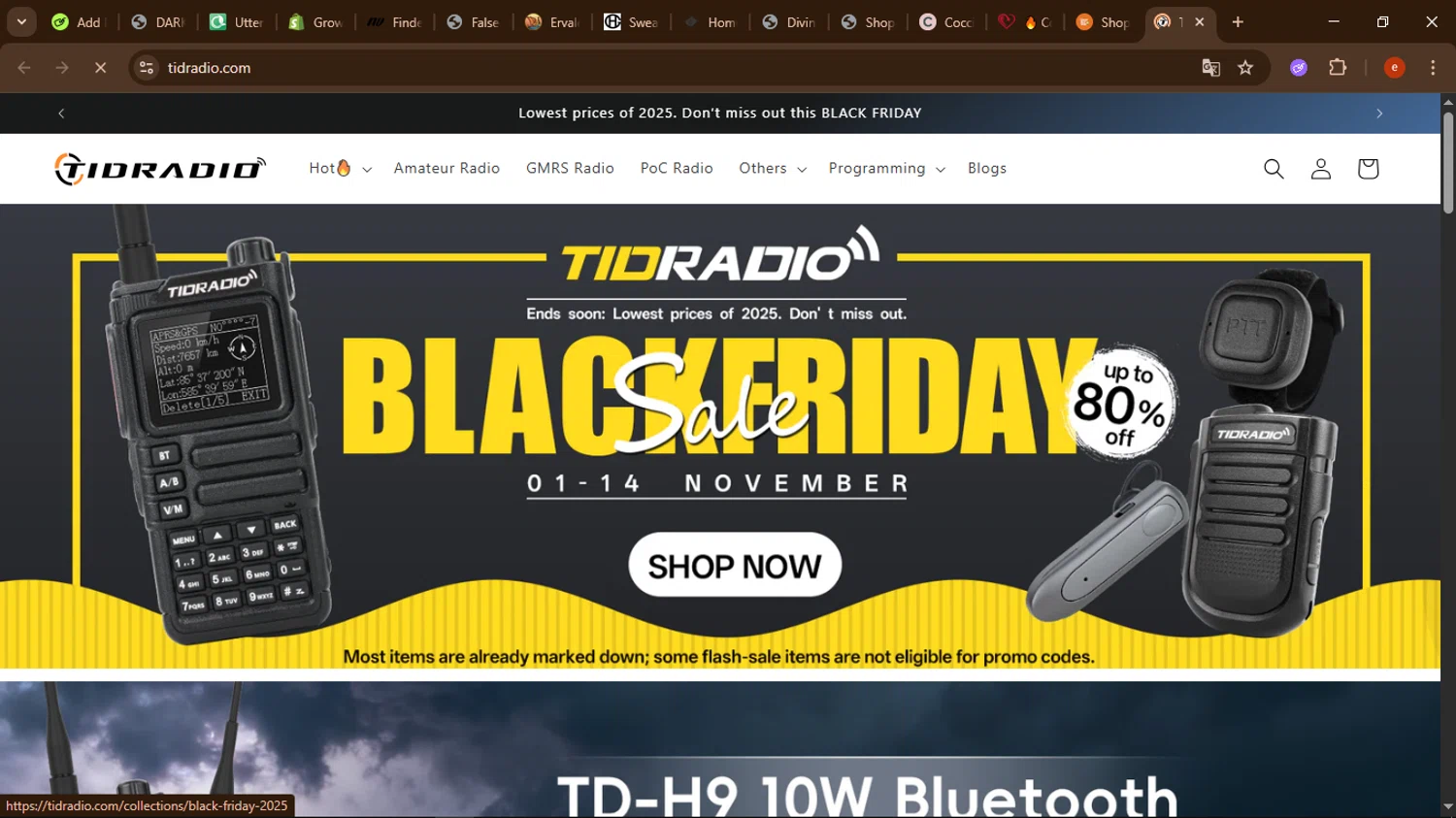 TIDRADIO discount code screenshot showing code WELCOME70 applied at TIDRADIO checkout page. Uploaded by SimplyCodes community member ThriftyPilot8227 on Nov 5, 2025