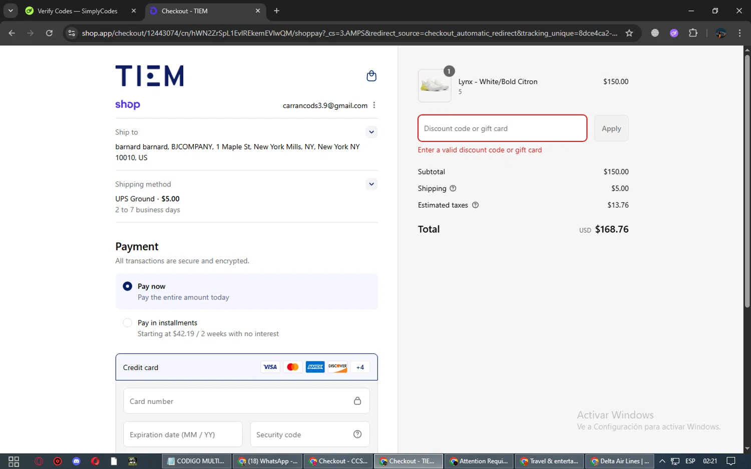Tiem discount code screenshot showing code BACK2IT applied at Tiem checkout page. Uploaded by SimplyCodes community member TreasureElite9298 on Sep 4, 2025