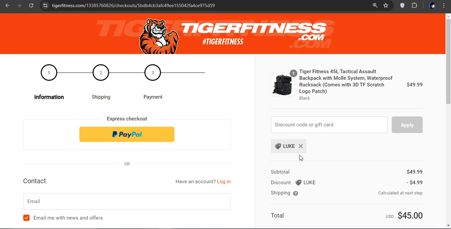 Tiger Fitness Discount Codes 10 Off October 2024
