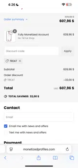 TREAT coupon verification screenshot