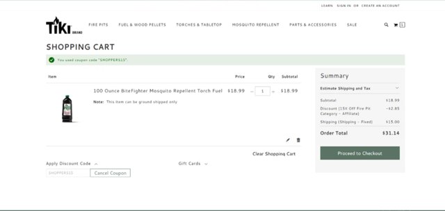 Tiki Brand checkout page showing Tiki Brand discount code box | Screenshot taken by SimplyCodes community member on Jul 1, 2025