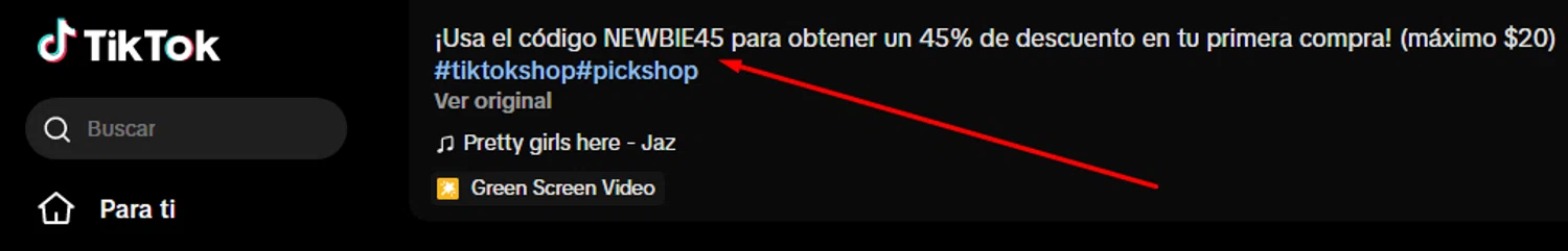TikTok Shop promo code screenshot showing code NEWBIE45 applied at TikTok Shop checkout page. Uploaded by SimplyCodes community member Alofoke on Oct 18, 2025