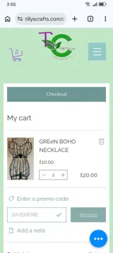 TillysCrafts coupon verification screenshot