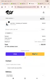 Tilt Beauty coupon verification screenshot