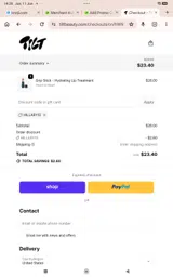 Tilt Beauty coupon verification screenshot