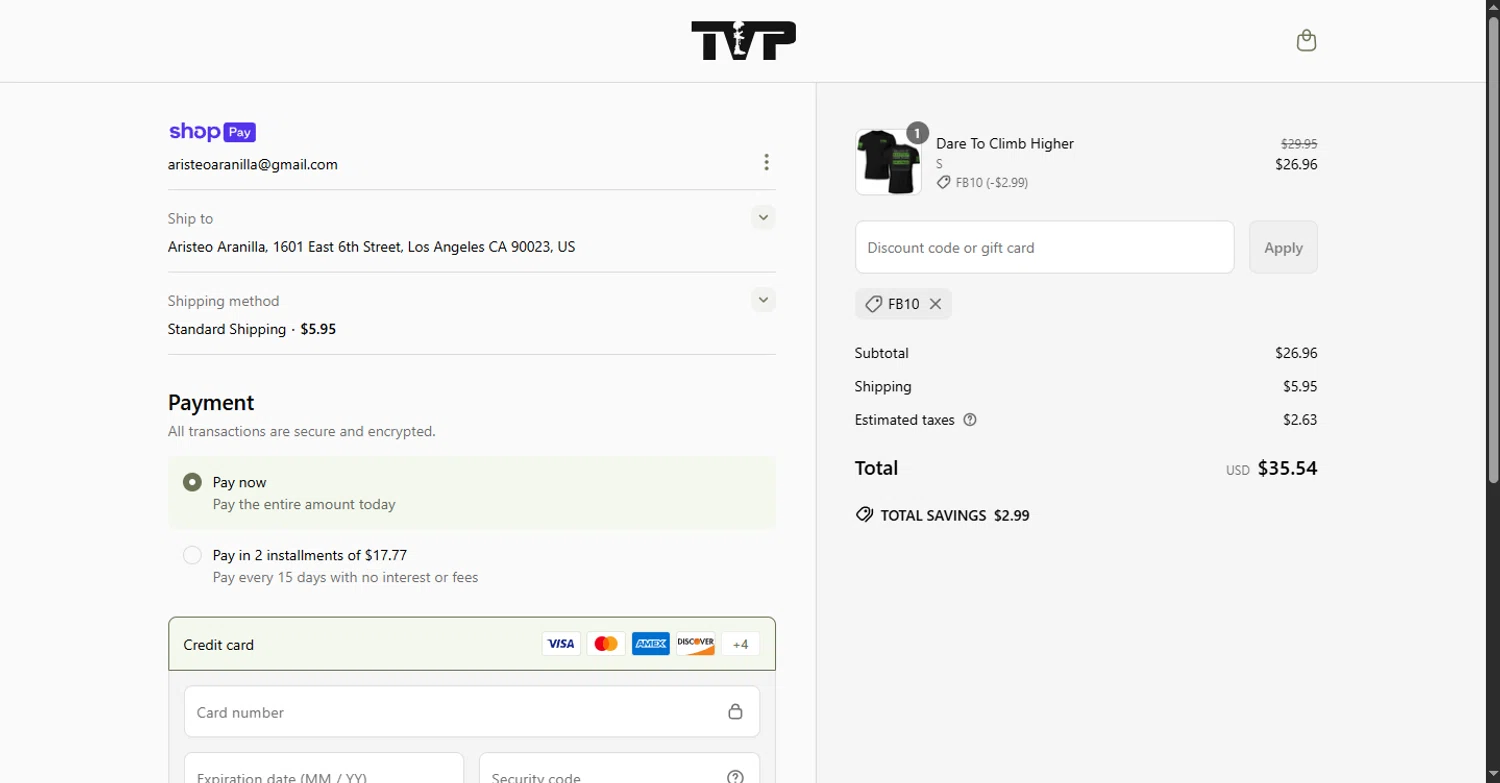 Til Valhalla Project discount code screenshot showing code FB10 applied at Til Valhalla Project checkout page. Uploaded by SimplyCodes community member rapiddeals on May 3, 2025