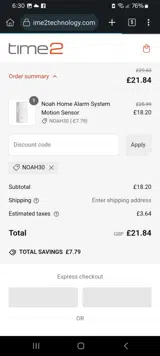 NOAH30 coupon verification screenshot
