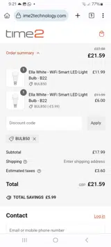 BULB50 coupon verification screenshot