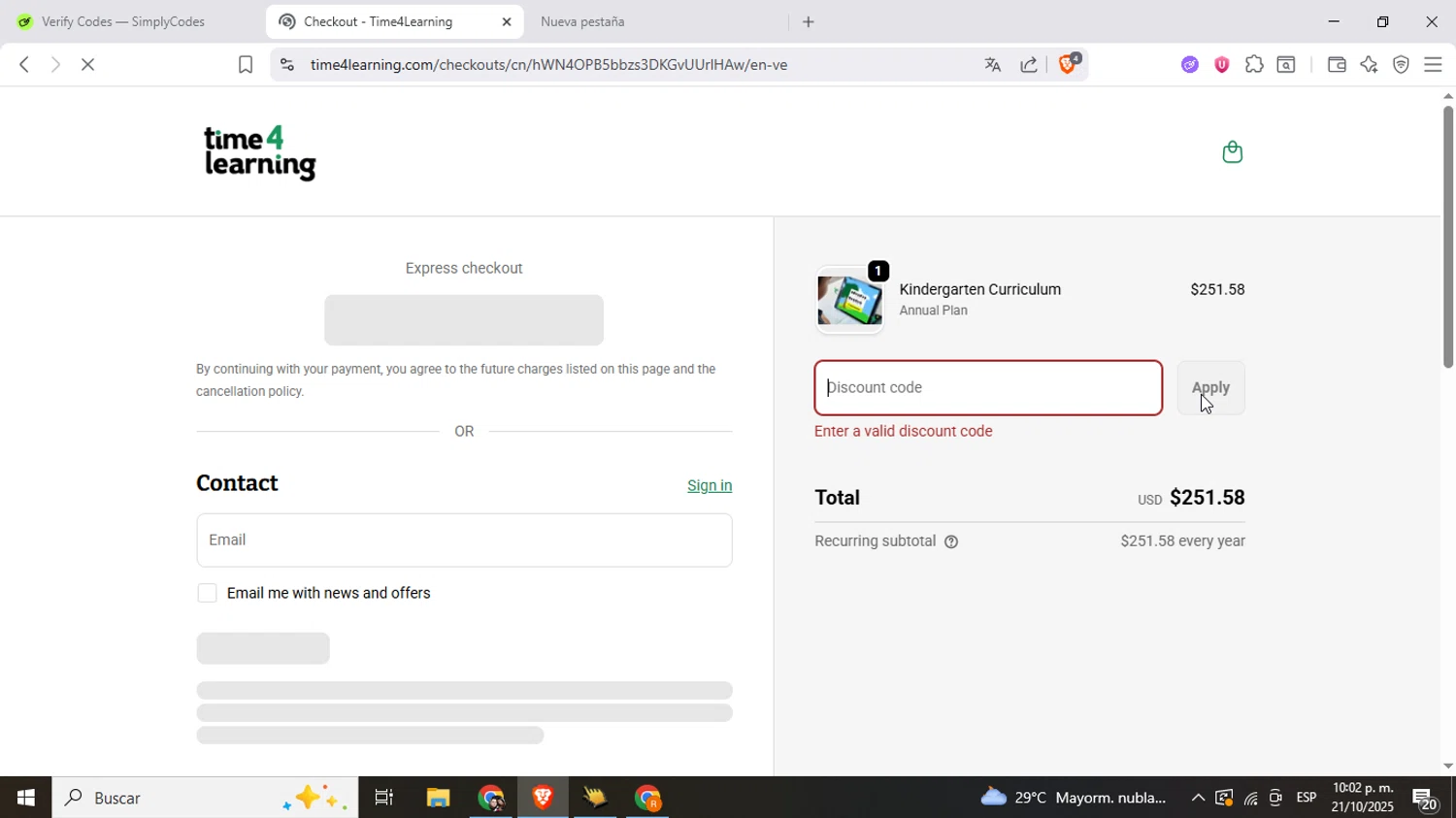 Time 4 Learning promo code screenshot showing code intentionalrhodes applied at Time 4 Learning checkout page. Uploaded by SimplyCodes community member Mujerdejunnior on Oct 22, 2025
